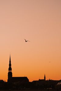 Preview wallpaper castle, architecture, silhouette, sunset