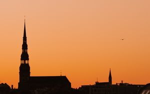 Preview wallpaper castle, architecture, silhouette, sunset