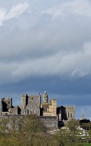 Preview wallpaper castle, architecture, trees, sky, clouds