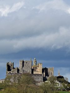 Preview wallpaper castle, architecture, trees, sky, clouds