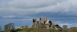 Preview wallpaper castle, architecture, trees, sky, clouds