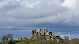 Preview wallpaper castle, architecture, trees, sky, clouds