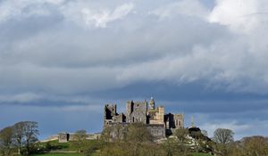 Preview wallpaper castle, architecture, trees, sky, clouds