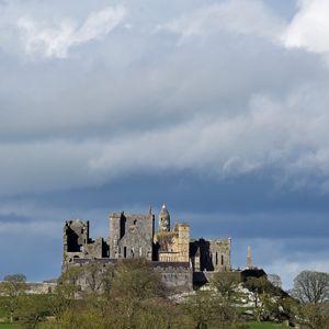 Preview wallpaper castle, architecture, trees, sky, clouds