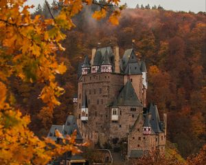 Preview wallpaper castle, autumn, architecture, germany, branches, leaves