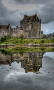 Preview wallpaper castle, bridge, lonely, water