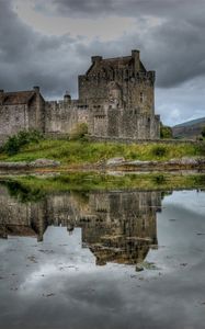 Preview wallpaper castle, bridge, lonely, water