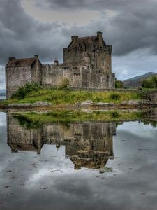 Preview wallpaper castle, bridge, lonely, water