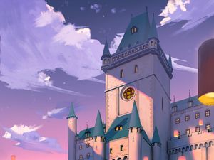 Preview wallpaper castle, bridge, river, art