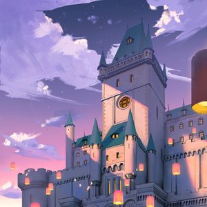Preview wallpaper castle, bridge, river, art