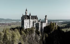 Preview wallpaper castle, building, architecture, ancient, hill, forest