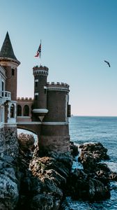 Preview wallpaper castle, building, architecture, cliffs, sea