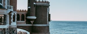 Preview wallpaper castle, building, architecture, cliffs, sea