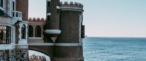 Preview wallpaper castle, building, architecture, cliffs, sea