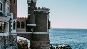 Preview wallpaper castle, building, architecture, cliffs, sea