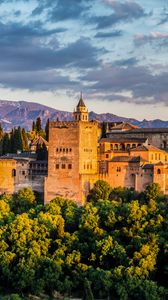 Preview wallpaper castle, building, architecture, trees, bushes