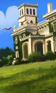 Preview wallpaper castle, building, architecture, greenery, art