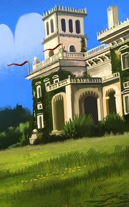 Preview wallpaper castle, building, architecture, greenery, art