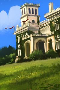 Preview wallpaper castle, building, architecture, greenery, art