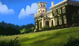 Preview wallpaper castle, building, architecture, greenery, art