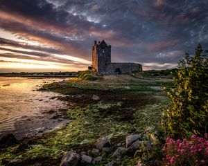 Preview wallpaper castle, building, coast, water