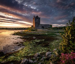 Preview wallpaper castle, building, coast, water