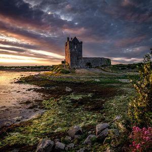 Preview wallpaper castle, building, coast, water