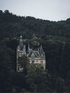 Preview wallpaper castle, building, forest, trees, rock