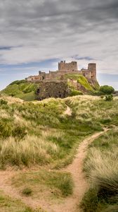 Preview wallpaper castle, building, grass, path, sky