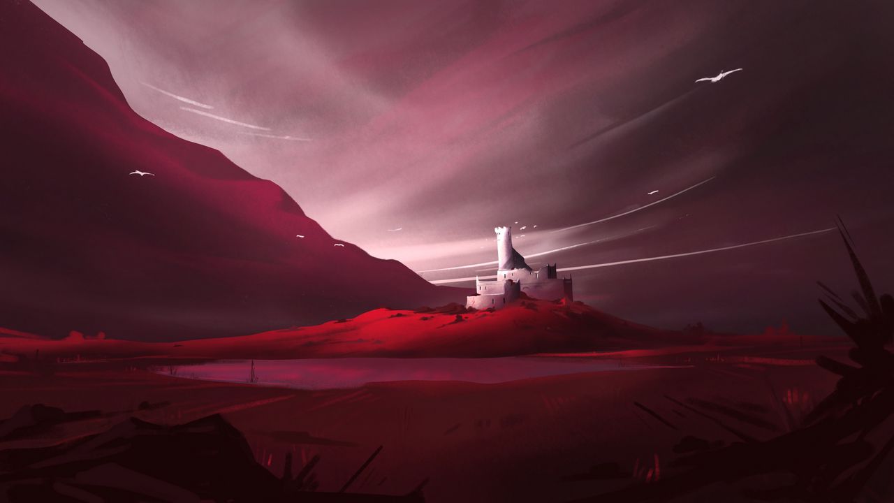 Wallpaper castle, building, hill, fantasy, art
