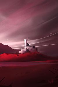 Preview wallpaper castle, building, hill, fantasy, art