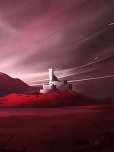 Preview wallpaper castle, building, hill, fantasy, art