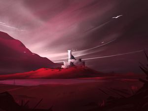 Preview wallpaper castle, building, hill, fantasy, art