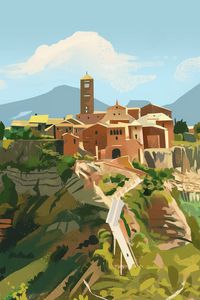 Preview wallpaper castle, building, hill, art