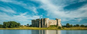 Preview wallpaper castle, building, lake, trees, sky