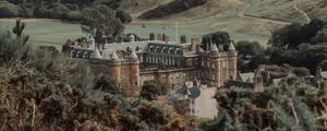 Preview wallpaper castle, building, old, hills, trees