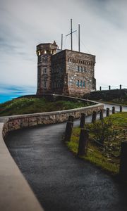 Preview wallpaper castle, building, road, sky