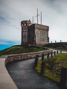 Preview wallpaper castle, building, road, sky