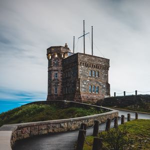 Preview wallpaper castle, building, road, sky