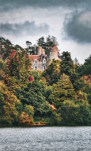 Preview wallpaper castle, building, sea, trees