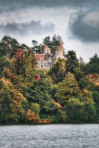 Preview wallpaper castle, building, sea, trees