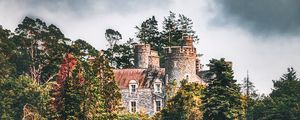 Preview wallpaper castle, building, sea, trees