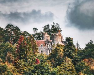 Preview wallpaper castle, building, sea, trees