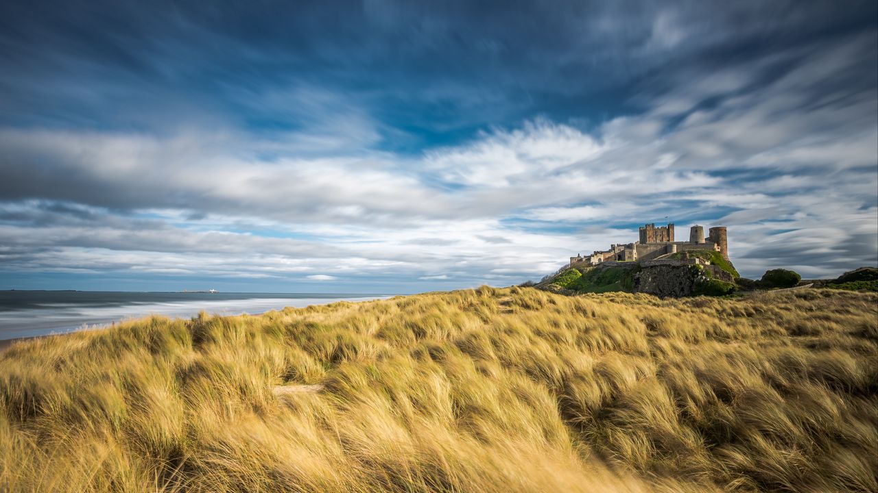 Wallpaper castle, building, space, vast, sky