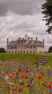 Preview wallpaper castle, building, tower, flowers