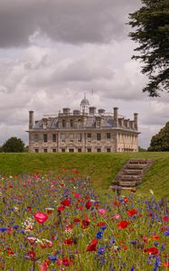 Preview wallpaper castle, building, tower, flowers