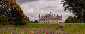 Preview wallpaper castle, building, tower, flowers