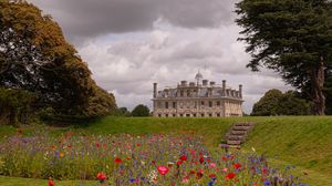 Preview wallpaper castle, building, tower, flowers