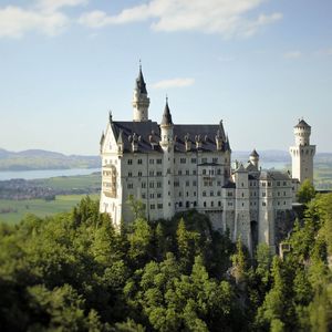 Preview wallpaper castle, building, towers, architecture, trees