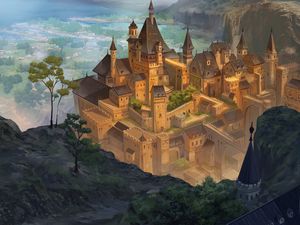 Preview wallpaper castle, buildings, fantasy, art